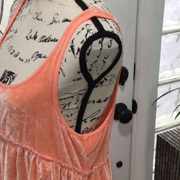 🆕 FREE PEOPLE Tiered Velvety Sleeveless Maxi Dress Salmon - Picture 5 of 12